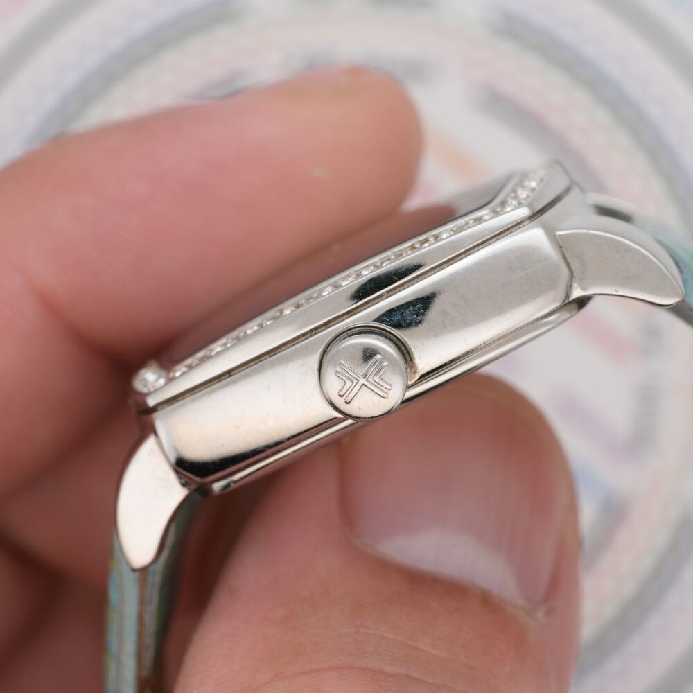 Skagen Denmark 558SSLI8A Watch Swarovski Crystal Bezel Square Case 25mm Quartz - Picture 10 of 10